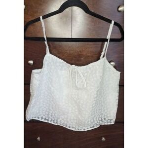 Heather White Floral Lace Tie Front Camisole Cami Top XL New